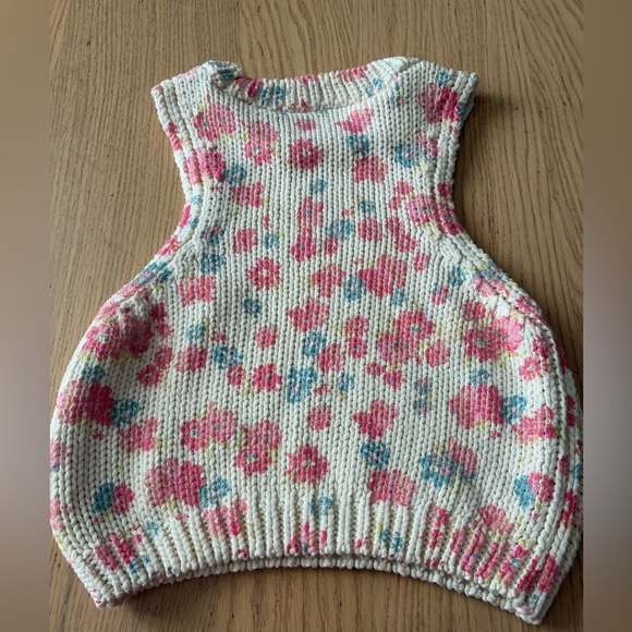 Zara Crochet Cropped Tank Top with Floral Print S - Picture 6 of 14